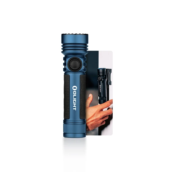 front view Seeker 4 Pro Powerful Rechargeable Led Torch in midnight blue