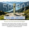 Seeker Ultra flashlight on mountain rock with battery specifications showing 20.9 Wh capacity and long runtimes