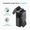 Olight Black Oclip 2 Ultra EDC Light showing durability testing features with tilt and rotation cycles for outdoor use