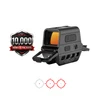 Tactical holographic red dot sight featuring a 10,000 round live-fire tested badge and three reticle options.