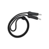 Black braided cable with dual male pin connectors.