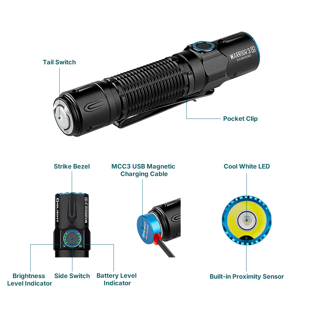 Olight Warrior 3S - 2300 Lumens Tactical LED Torch - Olight Australia