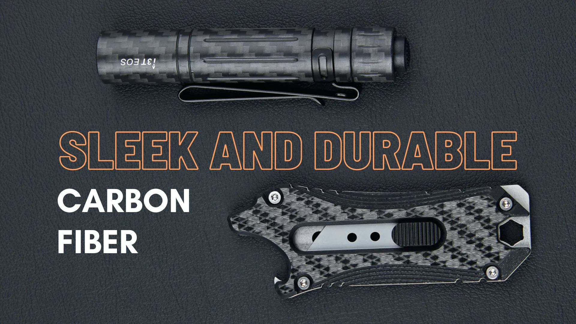 Sleek and Durable - Carbon Fiber Flashlight And Utility Knife
